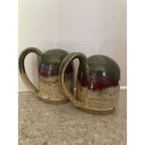 Studio Art Pottery Salt Pepper Shakers Glaze Stoneware Handles MCM
